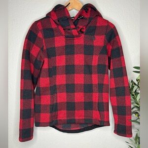 The North Face Women’s Red Black‎ Buffalo Plaid Hooded Fleece Pullover Jacket S